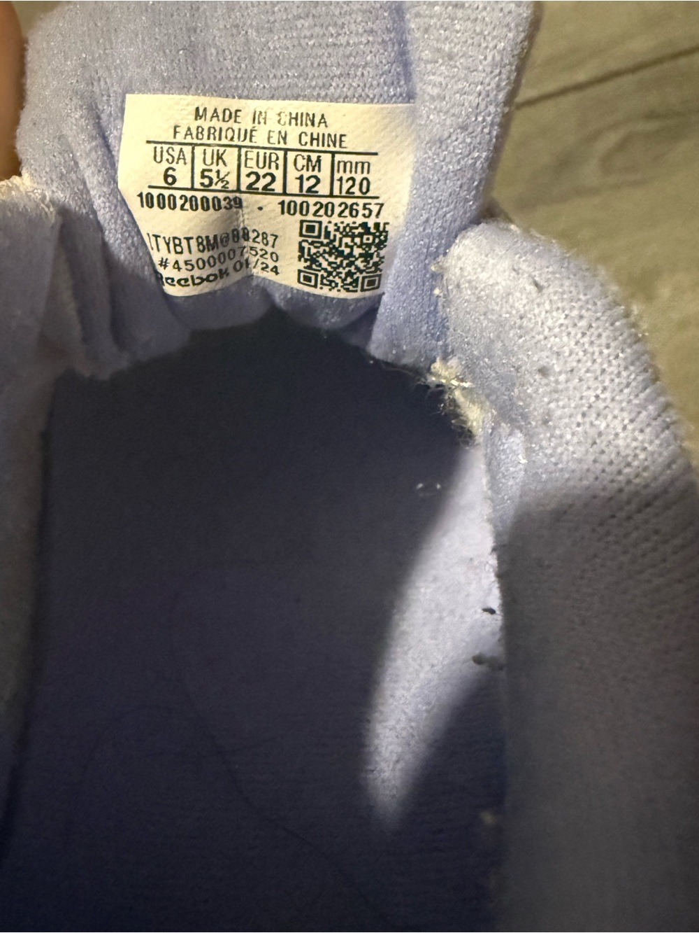 Reebok Kids Low-Top Sneakers in Light Gray with Pale Blue Lining - Picture 4 of 4